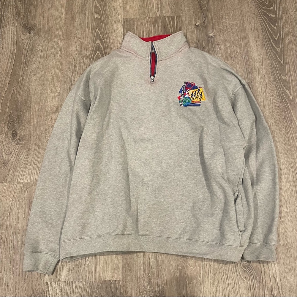 Walt Disney World Disney Parks 1/4 Zip Embroidered Pullover Sweatshirt Size XL